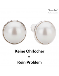 Traveller Ohrclips - Platiniert - Perle - 20 mm - Weiß - 194297