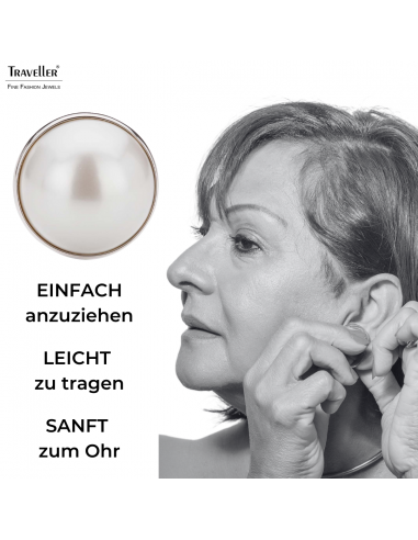 Traveller Ohrclips - Platiniert - Perle - 20 mm - Weiß - 194297