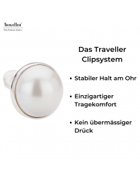 Traveller Ohrclips - Platiniert - Perle - 20 mm - Weiß - 194297