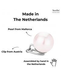 Traveller Clip-on Earrings - Silver coloured - Pearls - 14 mm - Pale Pink - Platinum plated - 702114