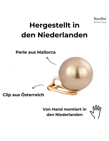Traveller Ohrclips - 22kt Vergoldet - Perle - 14 mm - Bronze - 706014