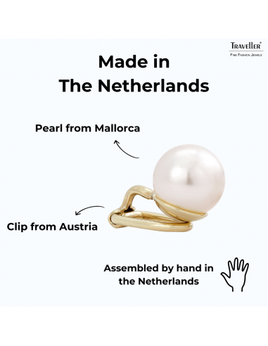 Traveller Clip-on Earrings - Pearl - 10 mm - Cream - 22ct Gold Plated - 714010