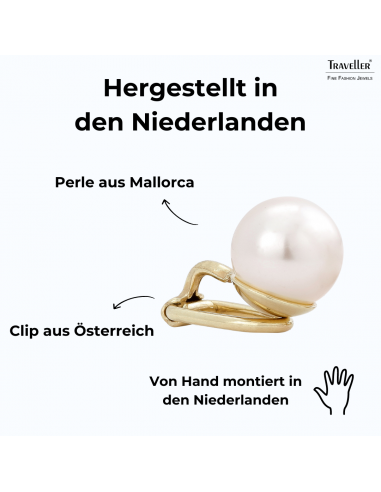 Traveller Ohrclip - Perle - 10 mm - Creme - 22kt vergoldet - 714010