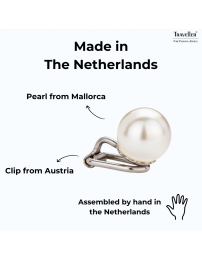 Traveller Clip-on Earrings - Pearls -  10 mm - Creme - Platinum plated - Silver-coloured - 15x10 mm - 714110