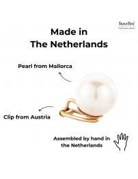 Traveller Clip-on Earrings - Pearls - 14 mm - White - 22ct Gold plated - Gold-coloured - 801014
