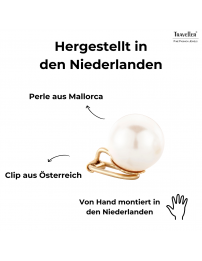 Traveller Ohrclips - Perle - 14 mm - Weiß - 22kt Vegoldet - Goldfarbe - 801014