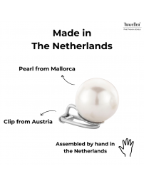 Traveller Clip-on Earrings - Pearls - 14  mm - White - Platinum plated - Silver-coloured - 801114