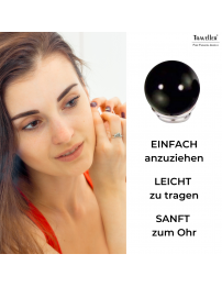 Traveller Ohrclip - Silberfarben - Perle - 10 mm - Schwarz - Platiniert - 112306
