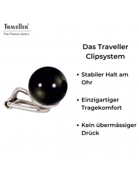 Traveller Ohrclip - Silberfarben - Perle - 10 mm - Schwarz - Platiniert - 112306