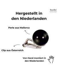 Traveller Ohrclip - Silberfarben - Perle - 10 mm - Schwarz - Platiniert - 112306