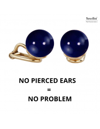 Traveller Clip-on Earrings - 22ct Gold Plated - Pearls - 10 mm - Dark Lapis / Blue - 112307