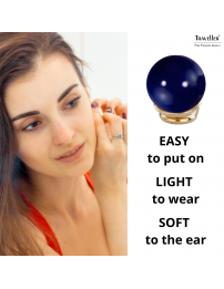 Traveller Clip-on Earrings - 22ct Gold Plated - Pearls - 10 mm - Dark Lapis / Blue - 112307
