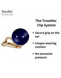 Traveller Clip-on Earrings - 22ct Gold Plated - Pearls - 10 mm - Dark Lapis / Blue - 112307