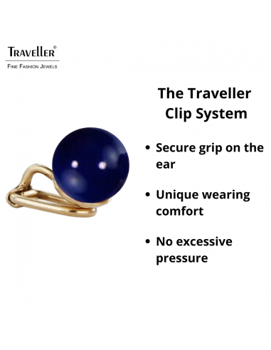 Traveller Clip-on Earrings - 22ct Gold Plated - Pearls - 10 mm - Dark Lapis / Blue - 112307