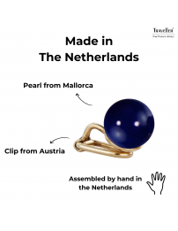 Traveller Clip-on Earrings - 22ct Gold Plated - Pearls - 10 mm - Dark Lapis / Blue - 112307