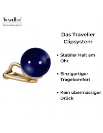Traveller Ohrclip - 22kt vergoldet - Perle - 10 mm - Dunkelblau - 112307