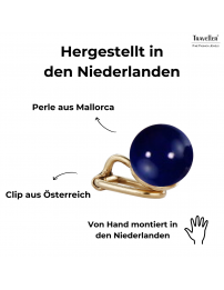 Traveller Ohrclip - 22kt vergoldet - Perle - 10 mm - Dunkelblau - 112307