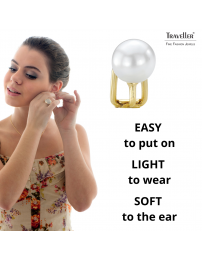 Traveller Clip-on Earrings - Pearls - 8 mm - White - 22ct Gold Plated - 700008