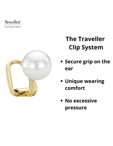 Traveller Clip-on Earrings - Pearls - 8 mm - White - 22ct Gold Plated - 700008