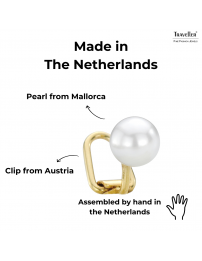 Traveller Clip-on Earrings - Pearls - 8 mm - White - 22ct Gold Plated - 700008