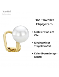 Traveller Ohrclip - Perle - 8 mm - Weiss - 22kt Vergoldet - 700008