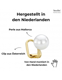Traveller Ohrclip - Perle - 8 mm - Weiss - 22kt Vergoldet - 700008