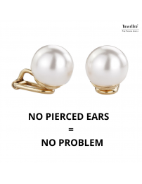 Traveller Clip-on Earrings - Pearls - 12 mm White - 22ct Gold Plated - 700012