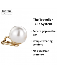 Traveller Clip-on Earrings - Pearls - 12 mm White - 22ct Gold Plated - 700012