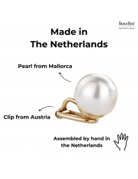 Traveller Clip-on Earrings - Pearls - 12 mm White - 22ct Gold Plated - 700012