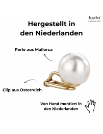 Traveller Ohrclip - Perle - 12 mm - Weiss - 22kt Vergoldet - 700012