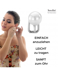 Traveller Ohrclip - Perle - 8 mm - Weiss - Platiniert - Silberfarben - 700108