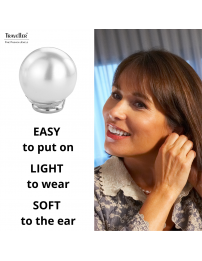 Traveller Clip-on Earrings - Pearls - 12 mm - White - Platinum plated - Silver Coloured - 700112