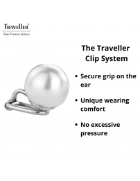 Traveller Clip-on Earrings - Pearls - 12 mm - White - Platinum plated - Silver Coloured - 700112