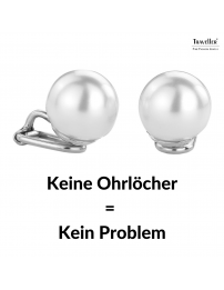 Traveller Ohrclip - Perle - 12 mm - Weiss - Platiniert - Silberfarben - 700112