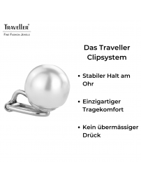 Traveller Ohrclip - Perle - 12 mm - Weiss - Platiniert - Silberfarben - 700112
