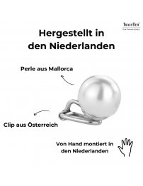 Traveller Ohrclip - Perle - 12 mm - Weiss - Platiniert - Silberfarben - 700112