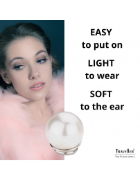 Traveller Clip-on Earrings - Pearl - 10 mm - White - Platinum Plated - Silver Coloured - 700110