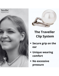 Traveller Clip-on Earrings - Pearl - 10 mm - White - Platinum Plated - Silver Coloured - 700110