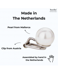 Traveller Clip-on Earrings - Pearl - 10 mm - White - Platinum Plated - Silver Coloured - 700110