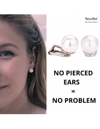 Traveller Clip-on Earrings - Pearls - 10 mm - Pale Pink - Platinum plated - Silver-coloured - 15x10 mm - 702110