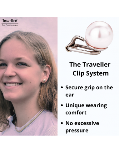 Traveller Clip-on Earrings - Pearls - 10 mm - Pale Pink - Platinum plated - Silver-coloured - 15x10 mm - 702110