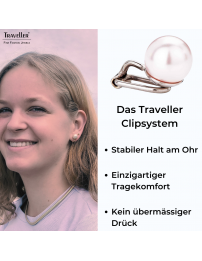 Traveller Ohrclips - Perle - 10 mm - Rosa - Platiniert - Silberfarbe - 15x10 mm - 702110