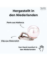 Traveller Ohrclips - Perle - 10 mm - Rosa - Platiniert - Silberfarbe - 15x10 mm - 702110