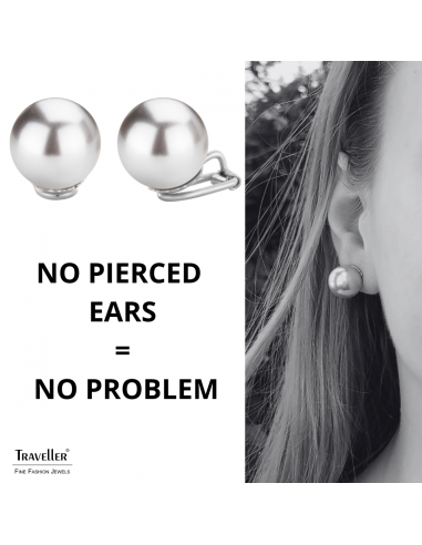 Traveller Clip-on Earrings - Silver coloured - Pears - 14 mm - Grey - Platinum Plated - 710114