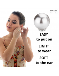 Traveller Clip-on Earrings - Silver coloured - Pears - 14 mm - Grey - Platinum Plated - 710114