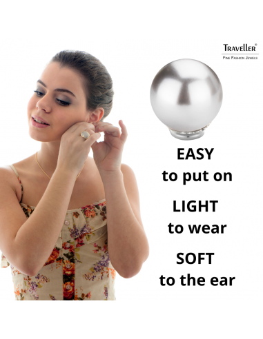 Traveller Clip-on Earrings - Silver coloured - Pears - 14 mm - Grey - Platinum Plated - 710114