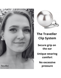 Traveller Clip-on Earrings - Silver coloured - Pears - 14 mm - Grey - Platinum Plated - 710114