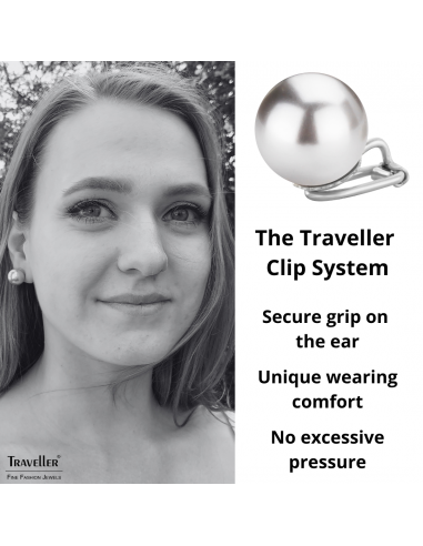 Traveller Clip-on Earrings - Silver coloured - Pears - 14 mm - Grey - Platinum Plated - 710114