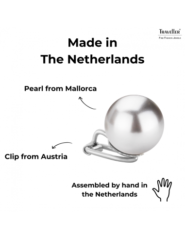 Traveller Clip-on Earrings - Silver coloured - Pears - 14 mm - Grey - Platinum Plated - 710114