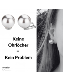 Traveller Ohrclips - Silberfarbe - Perle - 14 mm - Grau - Platiniert - 710114
